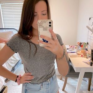 heathered ruffle tee